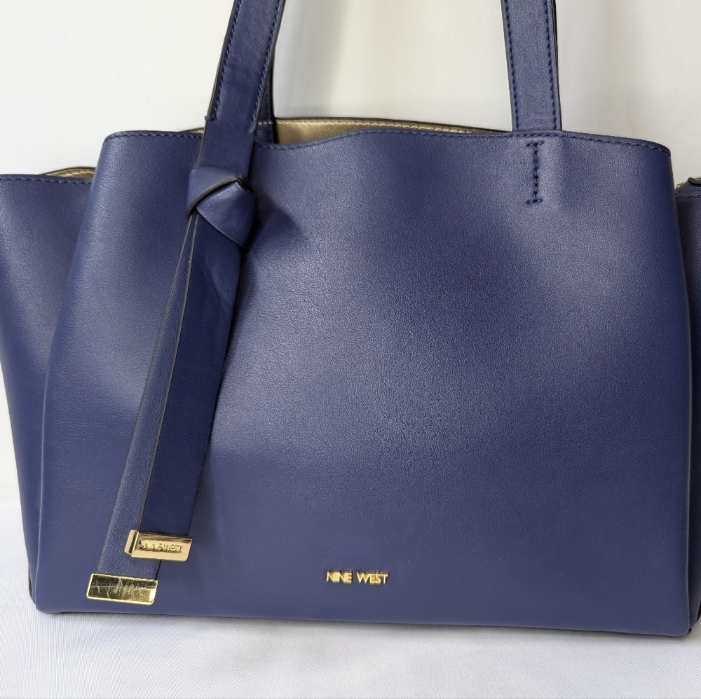 Nine West Gaya Carryall Tote Bag, Blue, EUC - Picture 2 of 11